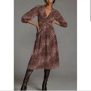 Anthropologie Ranna Gill Leopard Cut out Dress | M
